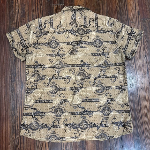 Chuxx Mens Short Sleeve Versace & Givenchy Inspired Button Down Italian Sz Xl - Picture 2 of 6
